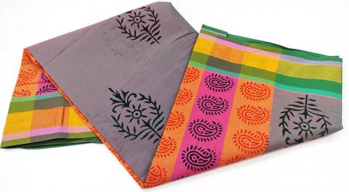 PL Salem Sarees Hand Block Printed Saree